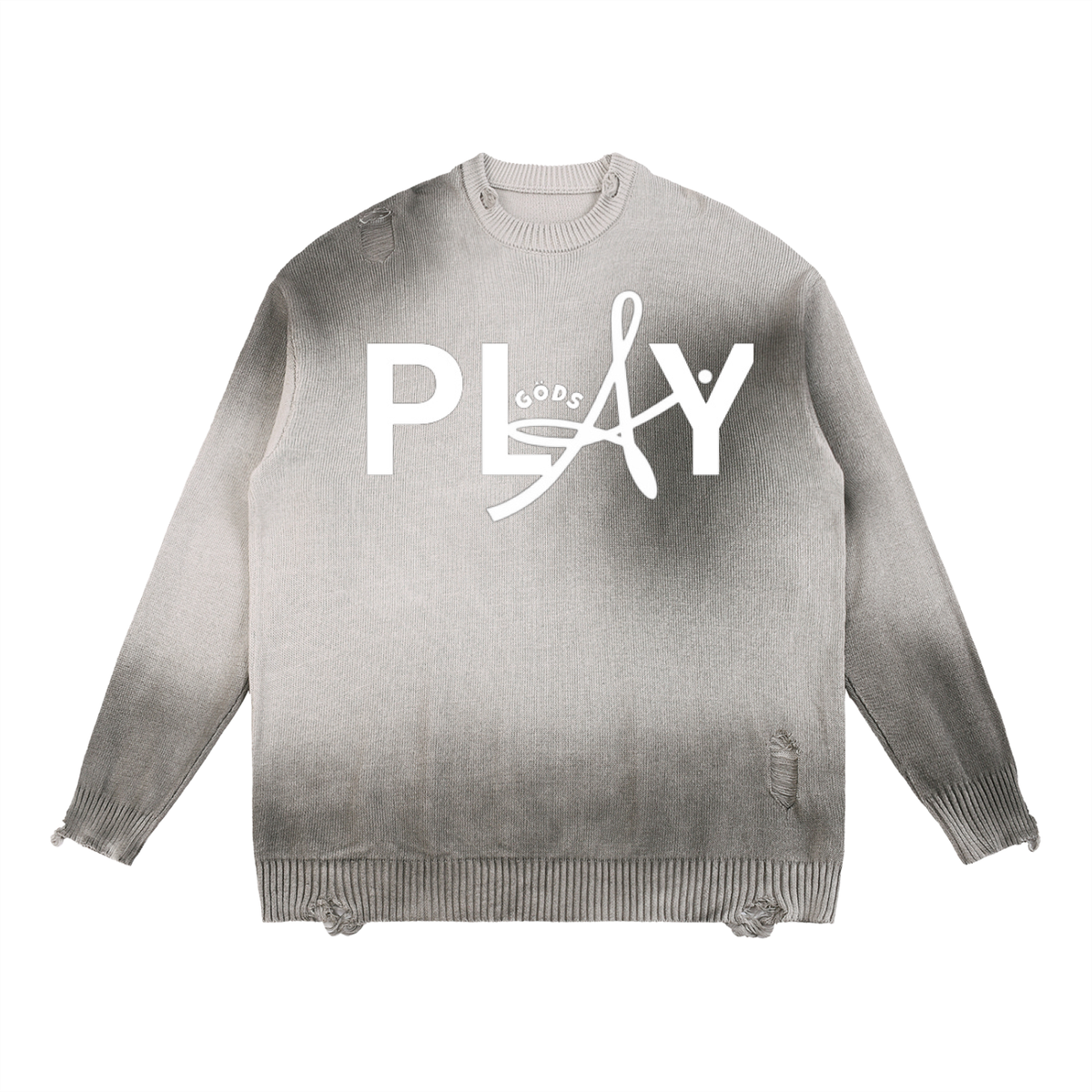 Sun Fade Distressed Ripped Crewneck sweater