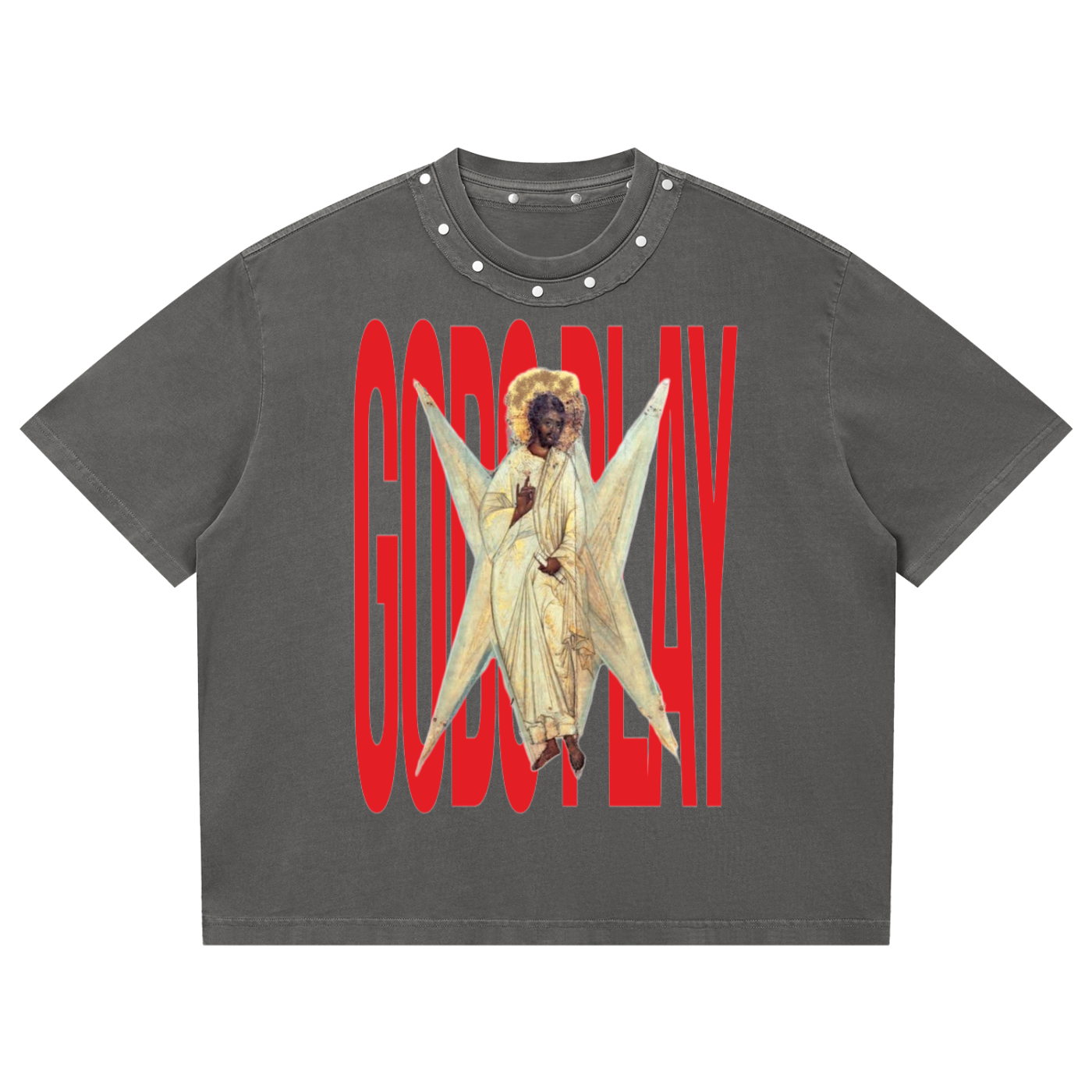 Unisex Washed Boxy Studded GPC T-Shirt