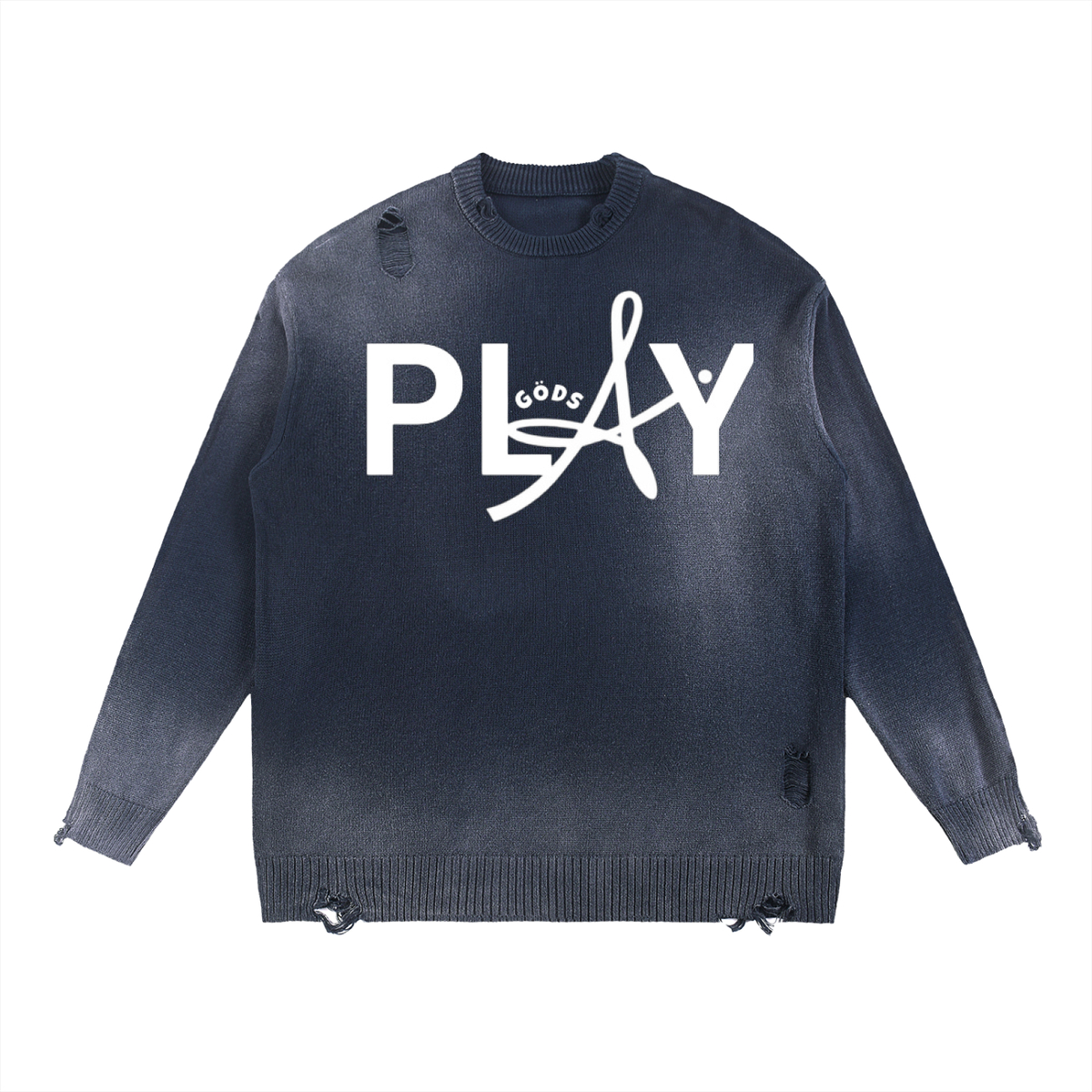 Sun Fade Distressed Ripped Crewneck sweater