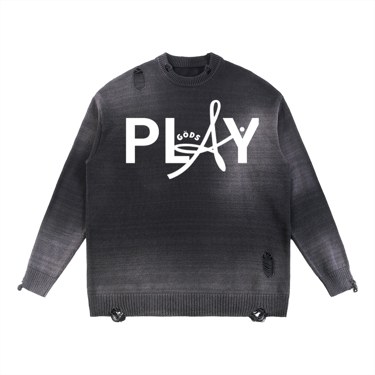 Sun Fade Distressed Ripped Crewneck sweater