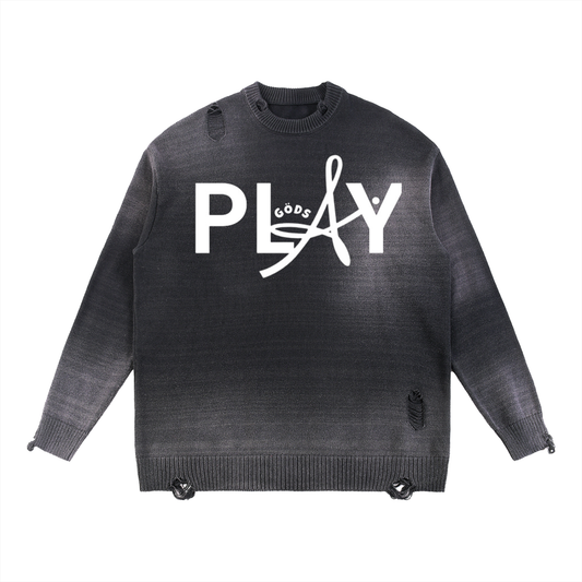Sun Fade Distressed Ripped Crewneck sweater