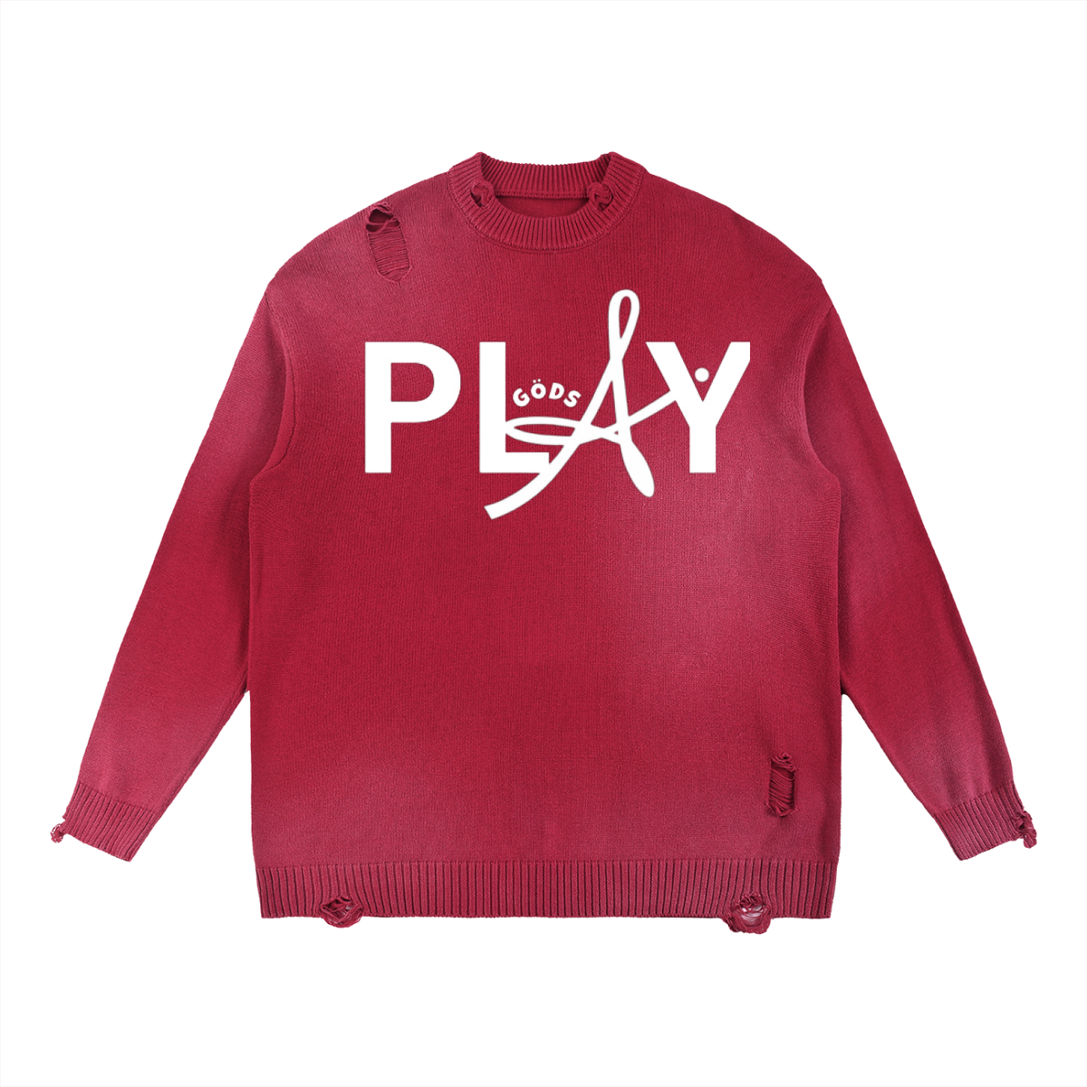 Sun Fade Distressed Ripped Crewneck sweater