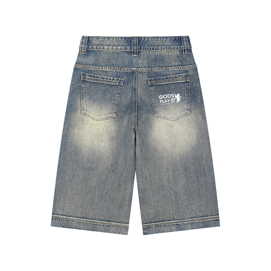 Vintage Wash Baggy GPC Denim Shorts