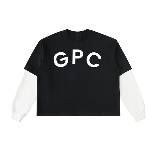 Layered Contrast Sleeve Cotton T-Shirt