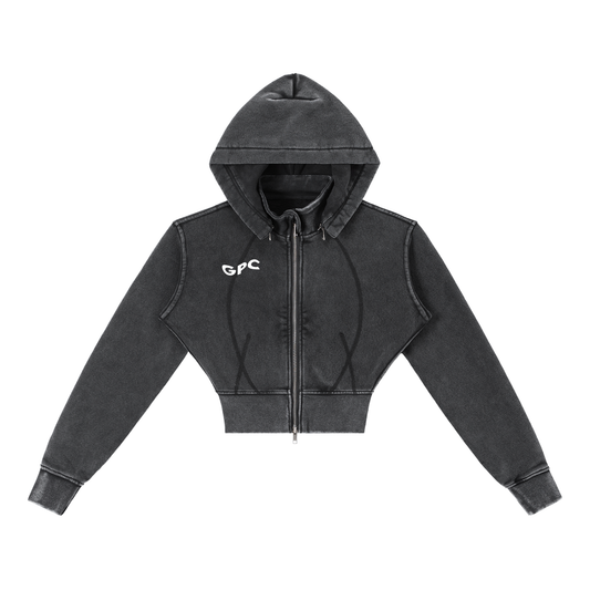 Vintage Washed Cropped GPC Fleece Hoodie